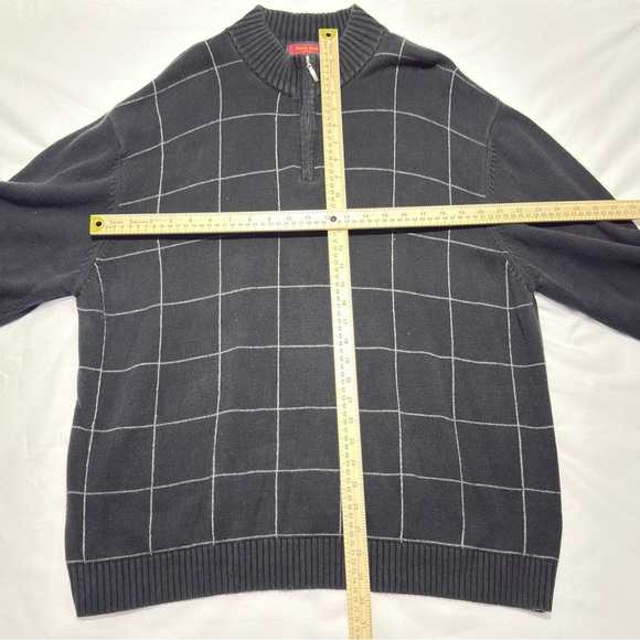 Vintage Austin Reed London Men's Navy Blue Geometric 1/4 Zip Sweater 2XL - Picture 2 of 14
